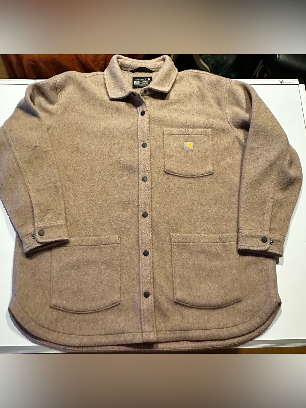 Carhartt Loose Fit Fleece Shirt Jacket Womens Sz 1X Dusty Rose Shacket Fall Work